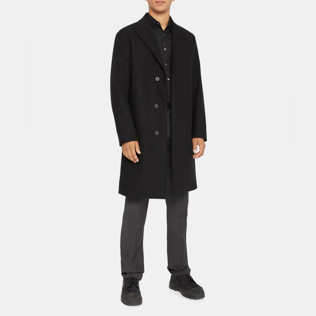 Vince Black Peacoat Wool Cashemere Notched Collar Coat